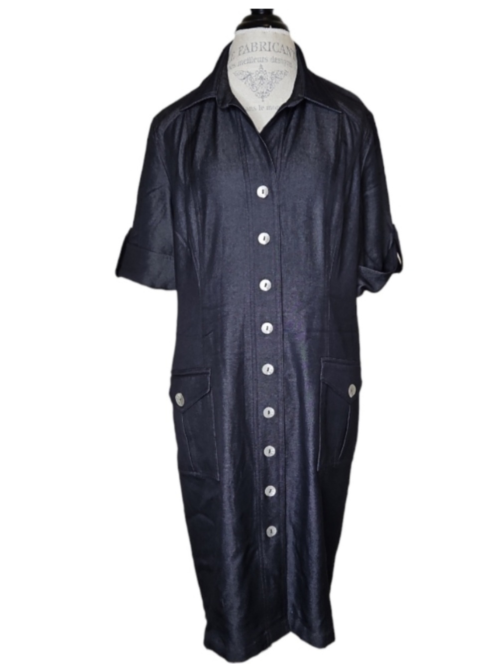 Chico's Women's Plus Size Black Rayon Denim Shirt Dress Size 18